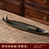 Creative Incense Holder Incense Holder Boat Old Men Fishing Japanese Style Incense Stick Burner Aromatherapy Ornament Home Decor