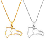 Anniyo Heart Dominican Map Pendant Necklaces Dominicans Country Map Jewelry  #156421