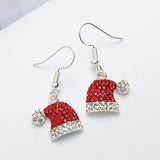 1 Pair Women's Cute Christmas Hat Earrings with Deer Christmas Hat Synthetic Zirconia Stud Earrings Christmas Ornament Gift