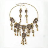 Halloween Jewelry Set Punk Retro Statement Alloy Skull Tassel Necklace and Earrings Women's Party Accessories