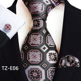 Royal Striped Paisley Ties For Men Luxury 8cm Necktie Pocket Square Cufflinks Gift Set Jacquard Weave Tie Suit Accessories