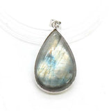 Natural Labracorite Crystal Water Drop Stone Pendant Necklace For Women Spectrolite Gemstone Energy Healing Amulet Man Jewellery