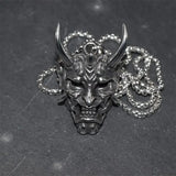 Retro Devil Mask Pendant Japanese Samurai Style Punk Pendant Necklace Men's Gothic Halloween Jewelry Gift