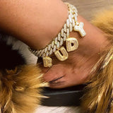 Customized Baguette 26 Initials Name Anklet Bracelet For Women Bling A-Z Letter Cuban Ankle Chain Beach Sandals Holiday Jewelry