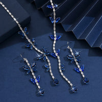 3PC Women's Fashion and Luxury Butterfly Zircon Necklace Earrings Jewelry Set Suitable for Wedding, Party, Festival Gifts-8550