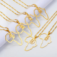 Anniyo African Map Cultural Symbol Pendant Necklaces Women Men Adinkra Gye Nyame Ethnic Jewelry Congo Ghana Nigeria @129721