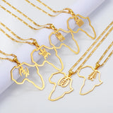 Anniyo African Map Cultural Symbol Pendant Necklaces Women Men Adinkra Gye Nyame Ethnic Jewelry Congo Ghana Nigeria @129721