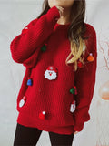Handmade Decorative Christmas Sweaters Women Fashion Cute O Neck Long Sleeve Knitted Pullover Sweater Female Autumn Winter New
