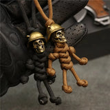 1PC Skull Head Keychain Car Biker Helmet Pendant Keychain Braided Rope Paracord Buddy Bag Hanging Backpack Doll Toy