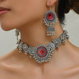 New Vintage Jewelry Sets Metal Beads Tassel Choker Necklace Earrings Set For Women Bijoux Statement Collar Necklaces Set