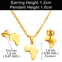 Anniyo Small Map of Africa Jewelry Sets 1.2CM Earrings and 1.6CM Pendant African Wedding Accessories #320001