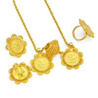 Ethiopian Gold Color Coin Jewelry Sets for Women Necklaces Earrings Rings Eritrean African Ethnic Wedding Party Gifts #153216