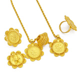 Ethiopian Gold Color Coin Jewelry Sets for Women Necklaces Earrings Rings Eritrean African Ethnic Wedding Party Gifts #153216
