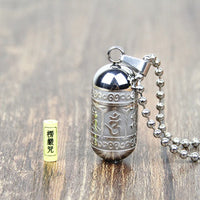 Stainless Steel Om Mani Padme Hum Prayer Wheel Mantra Buddhism Rotatable Necklace Cremation Jewelry Capsule Ash Urn Holder
