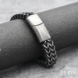 Bracelet Men's Stainless Steel Chain Punk Motorcycle Accessories Charm Bracelets Magnetic Clasp Vintage Jewelry Gifts Boyfriend