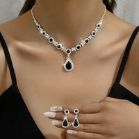 3 pieces of women's crystal droplet necklace with earrings set for wedding evening dress accessories