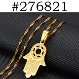 Anniyo Hamsa Hand Pendant Necklaces for Women Girl Men Arab Middle East Palm Shaped Ethnic Jewelry @276821