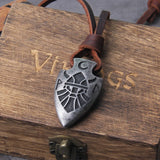 stainless steel Iron Color Viking spear Pendant Necklace with really cow leather chain As Men Gift