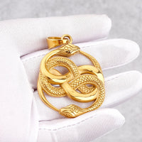 Retro Double Snake Personalized Fashion Necklace Golden Snake Stainless Steel Pendant Boy Girl Jewelry Gift Jewelry Wholesale