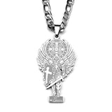 Archangel Saint Michael Stainless Steel Cross Necklace for Women Men Gold Color Benedict Pendant Necklaces Amulet Jewelry