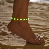 Luminous Acrylic Shell Beaded Anklets For Women Men Adjustable Woven Rope Ankle Bracelet Beach Foot Chain Jewelry Accessories