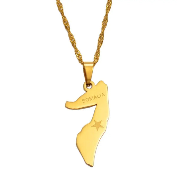 Anniyo 3CM Small Somalia Map Necklace for Women/Girl Gold Color Jewelry Soomaaliya Pendant Somali Country Maps #009321