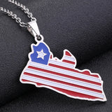 2024 New fashion stainless steel dripping Liberian map necklace for women and men couples ethnic style accessory collarbone chai