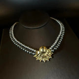 Medieval necklace women French retro romantic senior commuter sunflower necklace earrings stud earrings set
