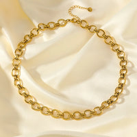 GANPUP 316l Stainless Steel Metal Heavy Thick Chain Necklace Charm Fashion Neck Chain Waterproof Gold Color Jewelry For Women