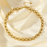 GANPUP 316l Stainless Steel Metal Heavy Thick Chain Necklace Charm Fashion Neck Chain Waterproof Gold Color Jewelry For Women