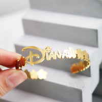 Custom Name Stainless Steel Bracelet Flowers Unusual Retro Bangle For Women Jewelry Non-fading High-quality Gift For Girl