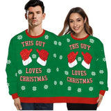Double Christmas Sweater holiday spoof 3D digital printing couples two-piece Ugly Christmas Sweater Siamese Crew Autumn Winter