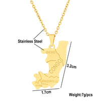 2024 New fashion stainless steel Congo map pendant necklace for men and women geometric titanium steel pendant ethnic style clav