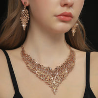3PC Women's Fashion Star Leaf Dot Necklace Earrings Jewelry Set Wedding Banquet Party Holiday Gift 8884