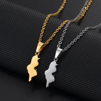 Anniyo 2CM Tunisia Map Pendant Necklaces Stainless Steel North Africa Tunisienne Jewelry #005362