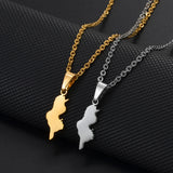 Anniyo 2CM Tunisia Map Pendant Necklaces Stainless Steel North Africa Tunisienne Jewelry #005362