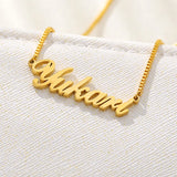 Personalized Box Chain Name Necklace Optional Font Fashion Custom Nameplate Necklace Stainless Steel Women Clavicle Jewelry