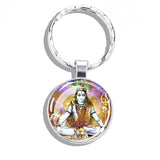 Hinduism Keychains Ganesha Vishnu Goddess of Kashmi Wealth Shiva Amulet Key Chain Glass Dome Keyring India Buddhism Jewelry Gift