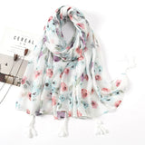 Ethnic Printed Cotton Hijab Viscose Tassels Scarf For Muslim Woman Hijabs Shawls Lady Soft Long Wraps Islim Headband Turban