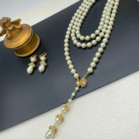 Luxury Vintage Baroque long pearl fringe necklace French delicate elegant colorful rhinestones wedding party jewelry accessories