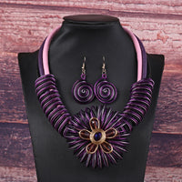 Flower African Women Necklace Earrings Jewelry Sets For Wedding Party Dress