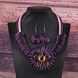 Flower African Women Necklace Earrings Jewelry Sets For Wedding Party Dress
