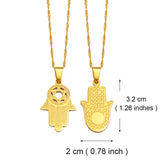 Anniyo Hamsa Hand Pendant Necklaces for Women Girl Men Arab Middle East Palm Shaped Ethnic Jewelry @276821