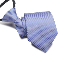 Zipper Ties For Men Women Striped Mens Tie For Business Wedding Skinny Neck Tie Casual Slim Blue deep Light navy blue Necktie