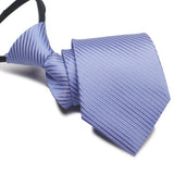 Zipper Ties For Men Women Striped Mens Tie For Business Wedding Skinny Neck Tie Casual Slim Blue deep Light navy blue Necktie