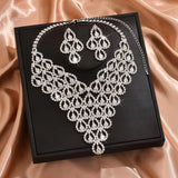 3PC Women's Fashion Zircon Geometric Necklace Earrings Jewelry Set Simple and Versatile Wedding Party Festival Gift-8571