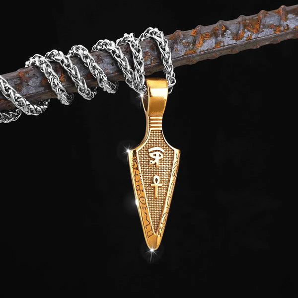 Viking Stainless Steel Gold Color Spear Pendant Necklace Scandinavian Rune Amulet Black Necklace Jewelry Men's Punk Hip Hop Gift
