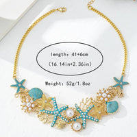 Ocean-style Necklace,Bracelet Decorated with Shells, Starfishs and Imitation Pearls for Women Girls Hot Sale 2025 New Style