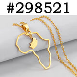 Anniyo South Africa and Africa Maps Together Pendant Necklaces for Women Men Stainless Steel Jewelry South African @298521