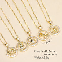 12 Zodiac Signs Necklace Copper Gold Plated Zodiac Signs Pendant Chain Ladies Necklace Birthday Jewelry Ladies Jewelry